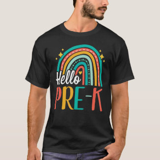 Hallo Pre K Rainbow for Teachers Student Girl Kids T-Shirt