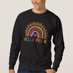 Hallo Pre K Rainbow Preschool Teachers Kids Back T Sweatshirt