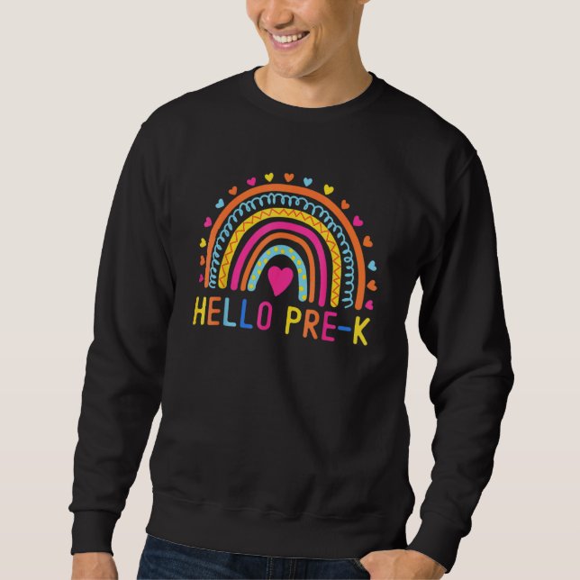 Hallo Pre K Rainbow Preschool Teachers Kids Back T Sweatshirt (Vorderseite)