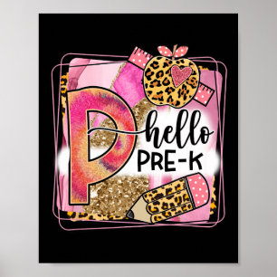 Hallo Pre-K Team PreK Zurück zur Schule Lehrermädc Poster