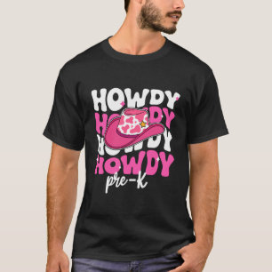 Hallo Pre-K-Vorschule Western Cowgirl Kind Zurück T-Shirt