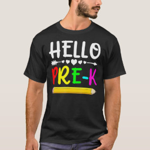 Hallo Pre K Zurück zur Schule Erster Tag der Schul T-Shirt