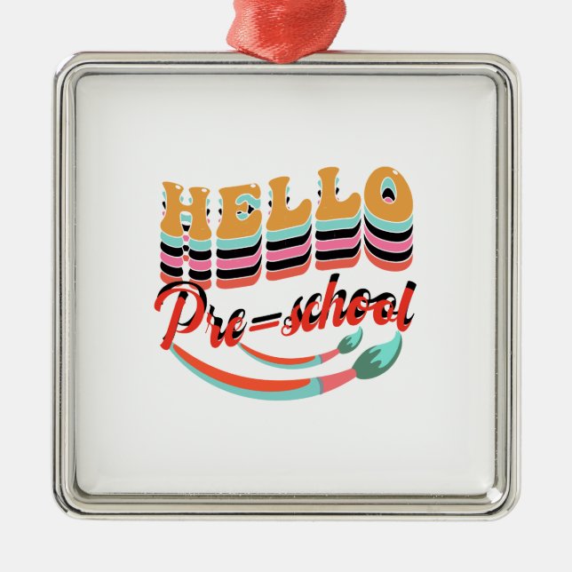 Hallo Pre School Ornament Aus Metall (Vorne)