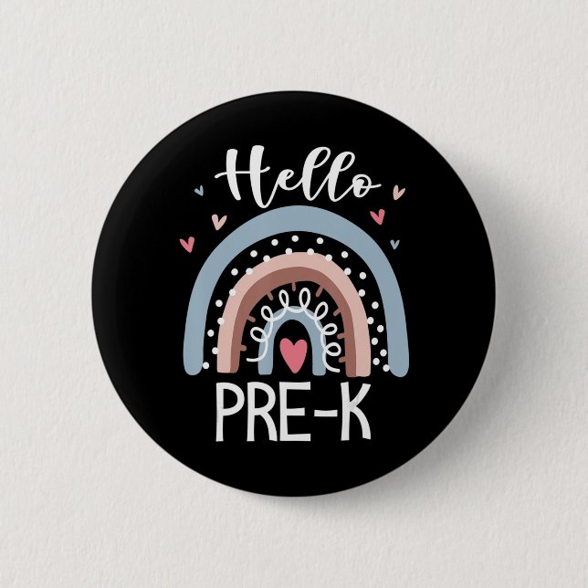 Hallo PreK Fun Boho Rainbow Back To School Button (Vorderseite)
