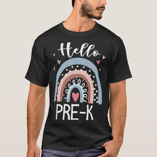 Hallo PreK Fun Boho Rainbow Back To School T-Shirt (Vorderseite)