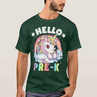 Hallo PreK-Lehrer Einhorn zurück zu Schulmädchen T-Shirt
