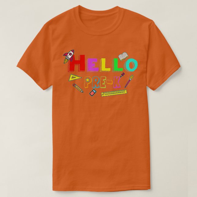 Hallo PreK Lehrer Student zurück zur Schule T-Shirt (Design vorne)