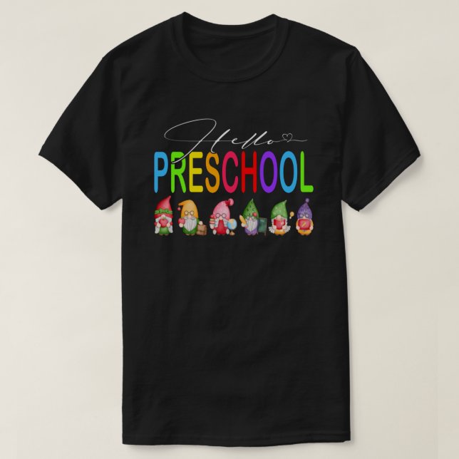 Hallo Preschool Back To School Gnomes T-Shirt (Design vorne)