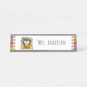 Hallo Preschool Lehrer Geschenktafel Name Plakat Schreibtischnamensplakette