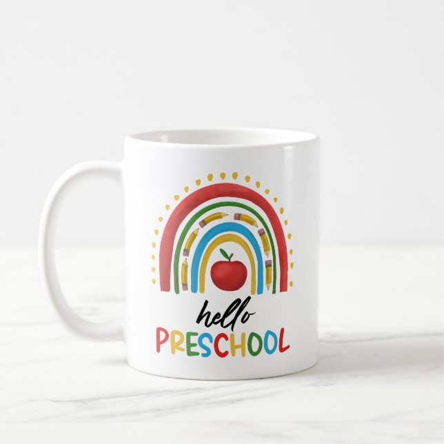 Hallo Preschool Rainbow Back To School Lehrer Kaffeetasse (Links)