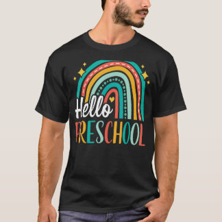 Hallo Preschool Rainbow for Teachers Girls Kinder  T-Shirt