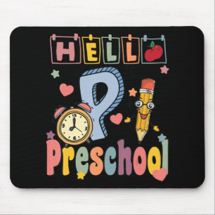 Hallo Preschool Retro Lehrer Kleinkind Mädchen zur Mousepad