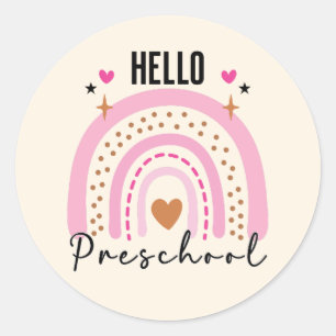 Hallo Preschool   Zurück zur Vorschule Runder Aufkleber