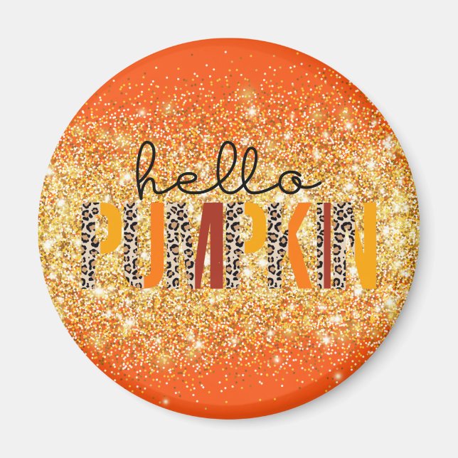 Hallo Pumpkin Herbst Autumn Text und Farbe anpasse Magnet (Vorne)