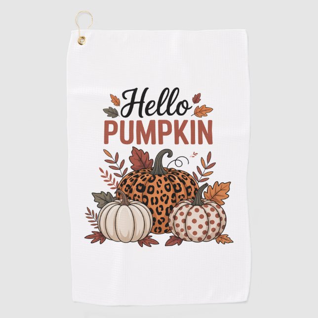Hallo Pumpkin Herbst Herbst Golfhandtuch (Vorderseite)