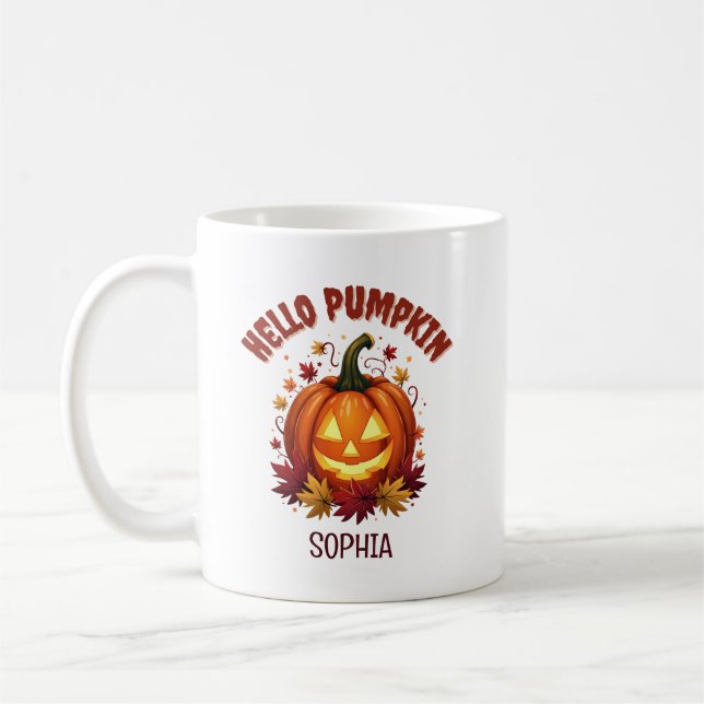 Hallo Pumpkin | Herbstausgänge Personalisiert Kaffeetasse (Links)