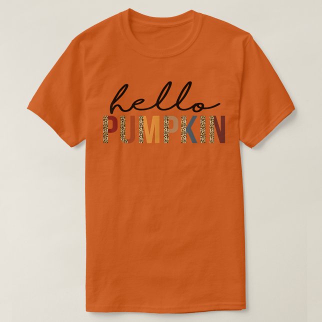 Hallo Pumpkin Leopard Herbst Kürkin Thanksgi T-Shirt (Design vorne)