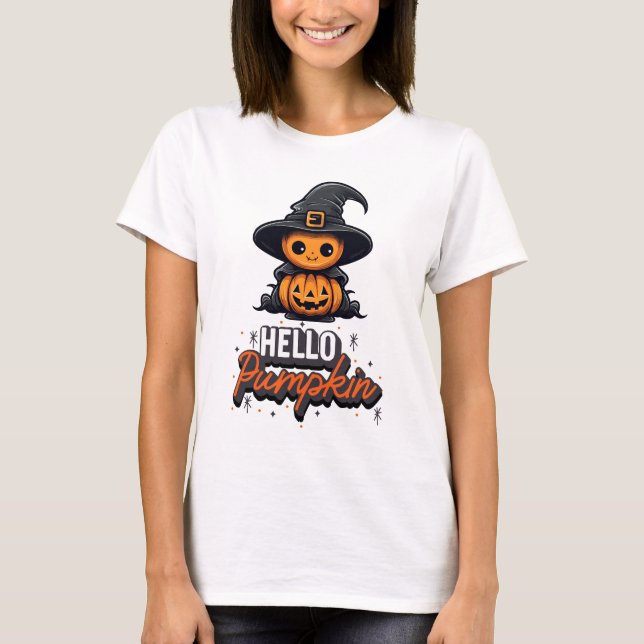 Hallo Pumpkin Niedlich Halloween T-Shirt (Vorderseite)