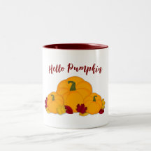 Hallo Pumpkin Orange Pumpkins & Autumn Leaves