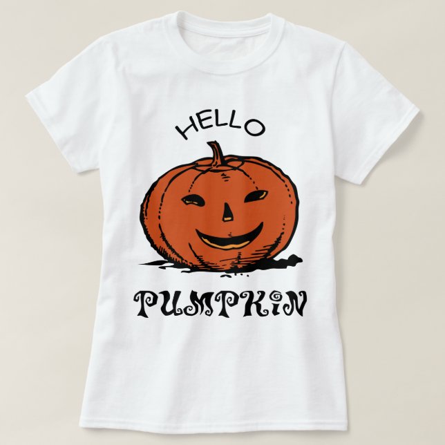 Hallo Pumpkin Shirt, Womens Pumpkin Shirt, Fall T-Shirt (Design vorne)
