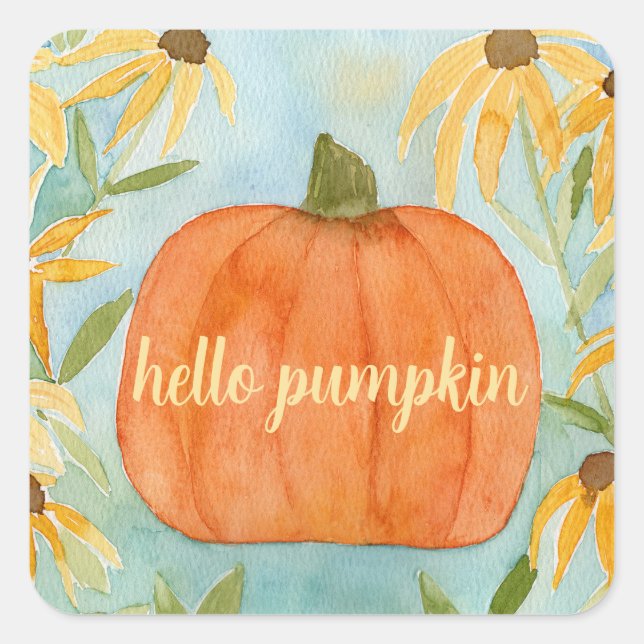 Hallo Pumpkin Stickers Autumn Wassercolor (Vorderseite)