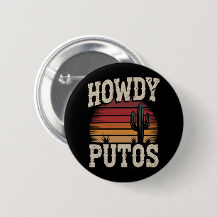 Hallo Putos Lustiger Kactus Retro Vintage Button
