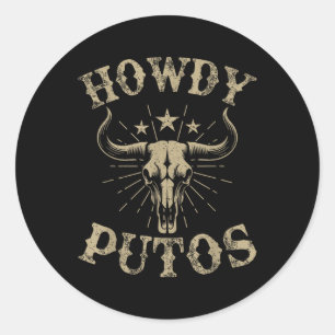 Hallo Putos Stier Schädel Land Cowboy Western Vint Runder Aufkleber