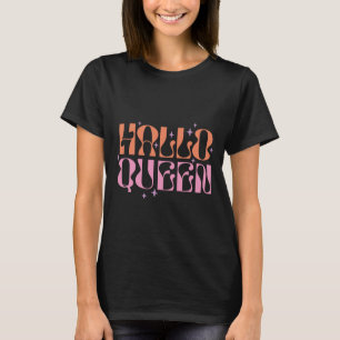 Hallo Queen Stars Pink Orange Black Halloween T-Shirt