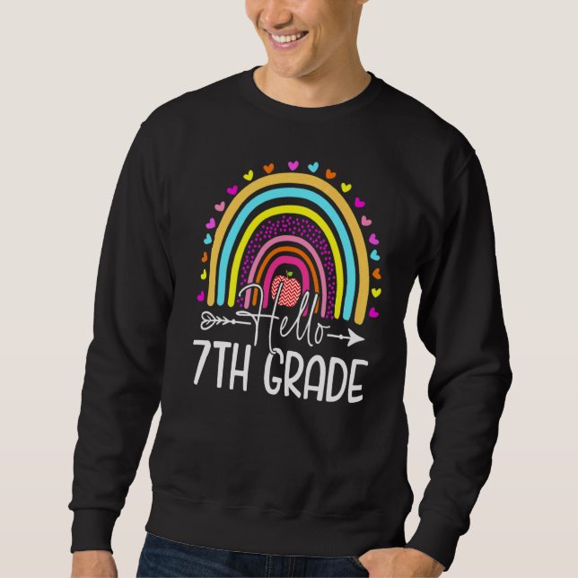 Hallo Rainbow 7. Klasse Lehrerin zurück Sweatshirt (Vorderseite)