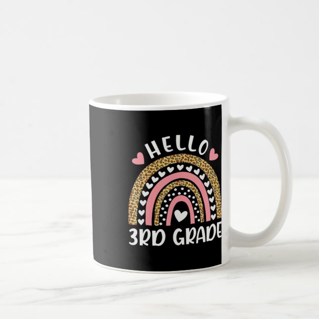 Hallo Rainbow Lehrer der dritten Klasse Kinder zur Kaffeetasse (Rechts)