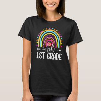 Hallo Rainbow Lehrer der ersten Klasse Kinder zurü T-Shirt