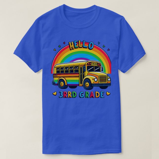Hallo Rainbow Leopard 3. Klasse Zurück zur Schulbü T-Shirt (Design vorne)