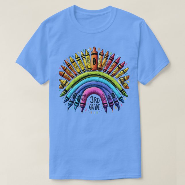 Hallo Rainbow Leopard 3. Klasse Zurück zur Schulbü T-Shirt (Design vorne)