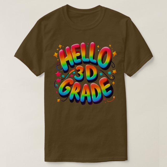 Hallo Rainbow Leopard 3. Klasse Zurück zur Schulbü T-Shirt (Design vorne)