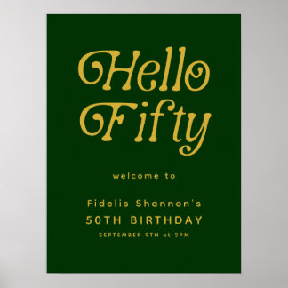 Hallo Retro grün & Gold 50. Geburtstag Begrüßungsz Poster