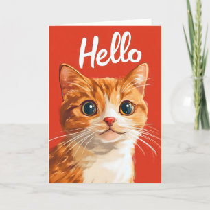 Hallo Retro Orange Cat Feiertagskarte