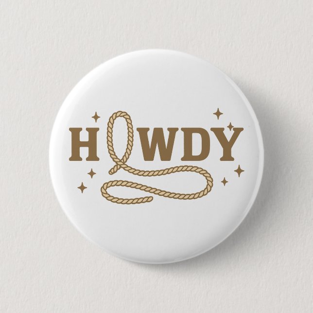 Hallo Retro-Western-Seil-Typografie Button (Vorderseite)