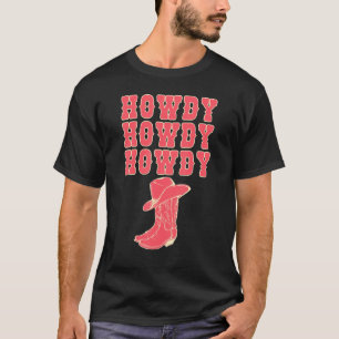 Hallo Rodeo Western Country Südliche Rosa Cowgirl T-Shirt