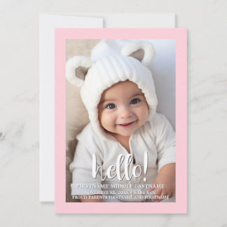 Hallo Rosa Mädchen Whimsical Baby Foto Ankündigung