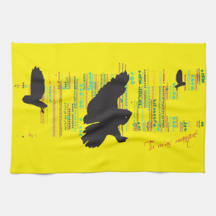 Hallo sagte die großes Grau-Eule Küchentuch