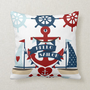 Hallo Sailor Anchor Segelboot Design Kissen