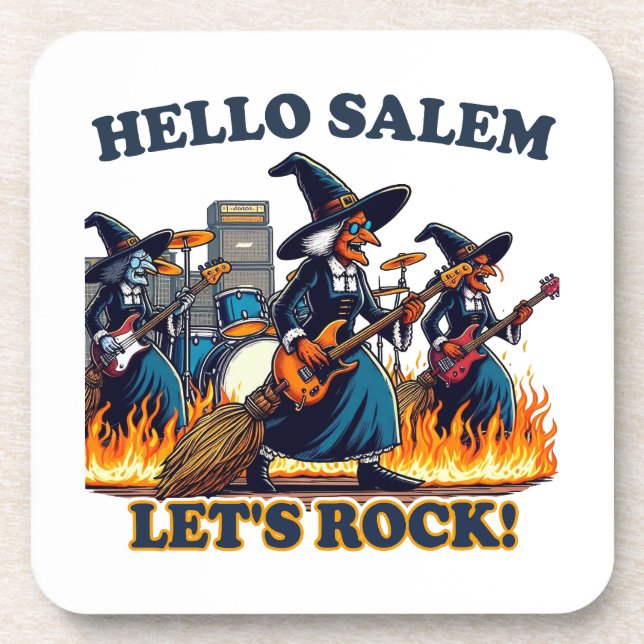 Hallo Salem Massachusetts Hexenrockband Getränkeuntersetzer (Vorderseite)