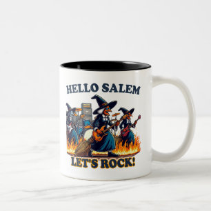 Hallo Salem Massachusetts Hexenrockband Zweifarbige Tasse
