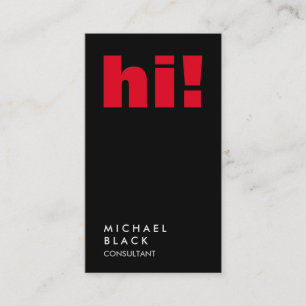 Hallo! Schlichter Black Trendy Berater Hallo Visitenkarte