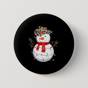 Hallo Schneemann Lustiger Cowboy Hut Western Weihn Button