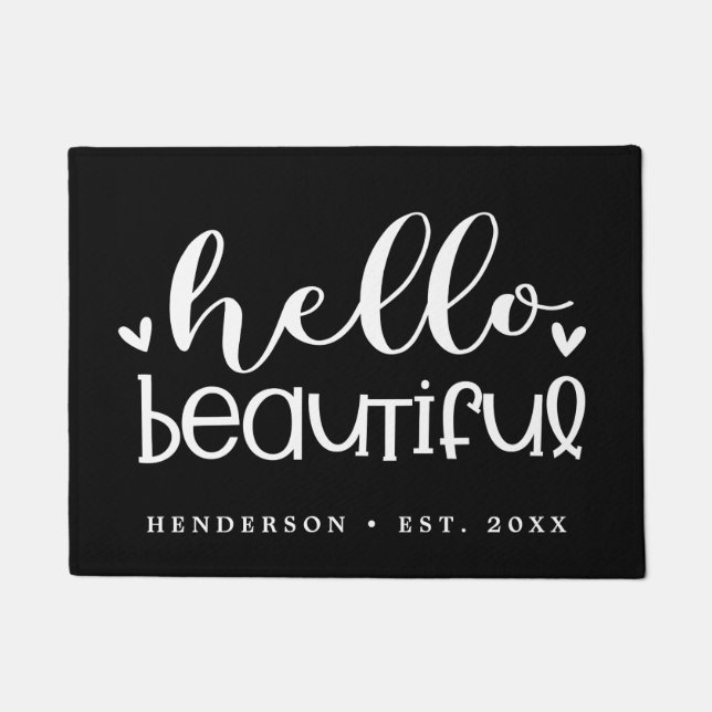 Hallo schön| Moderne Kalligrafie Personalisiert Fußmatte (Vorderseite)