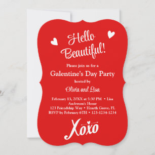 Hallo schön! Rotes XOXO Galentiner-Party Einladung