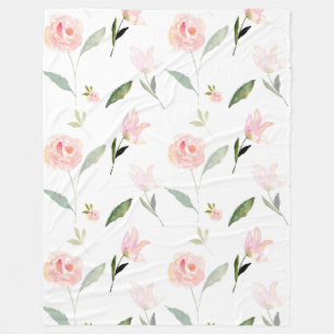 Hallo Schöne Aquarell-Blumen rosa Garten Chic Fleecedecke