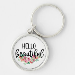 Hallo Schöne Aquarell-Rosen-Typografie Chic Schlüsselanhänger