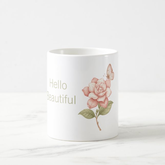 Hallo Schöne Rosa-Rosa-Schmetterling Kaffeetasse (Mittel)